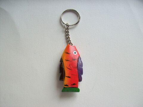 Porte cl�s poisson bois bijou sac artsanat rouge 7 Thizy (69)