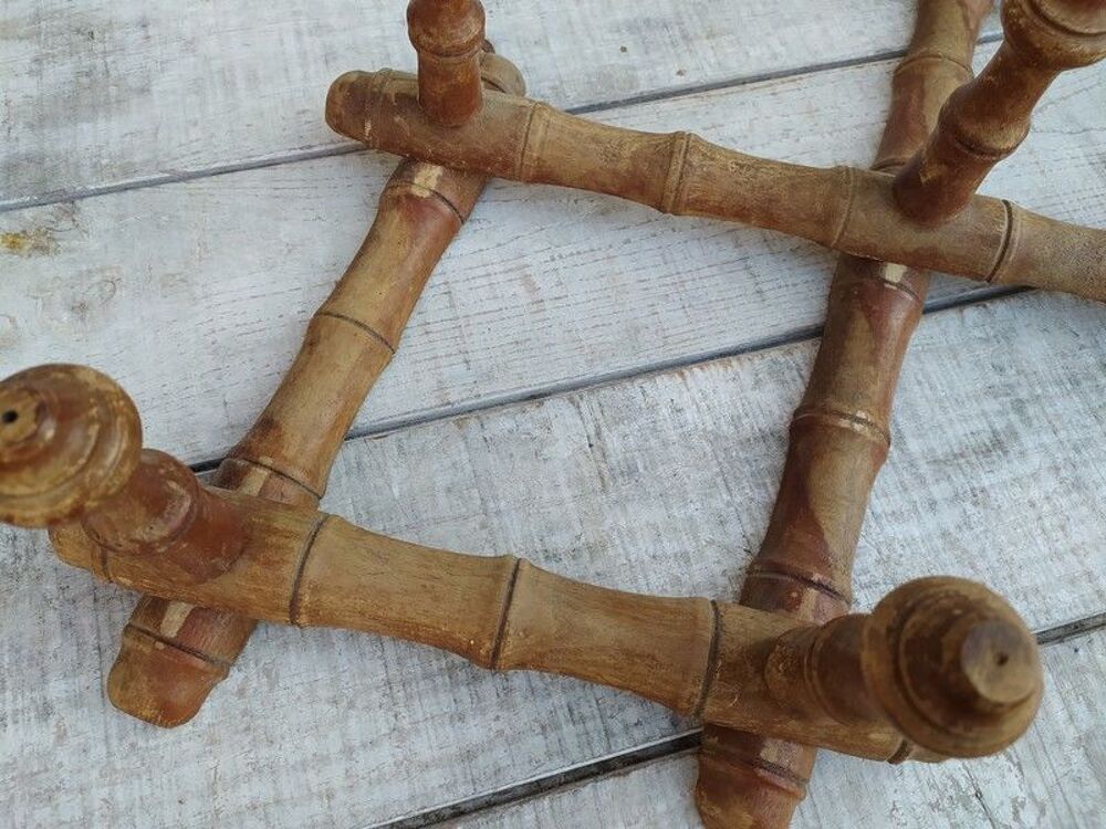 Ancien Porte Manteau Pat&egrave;re Bois Pliant Style Bambou Meubles