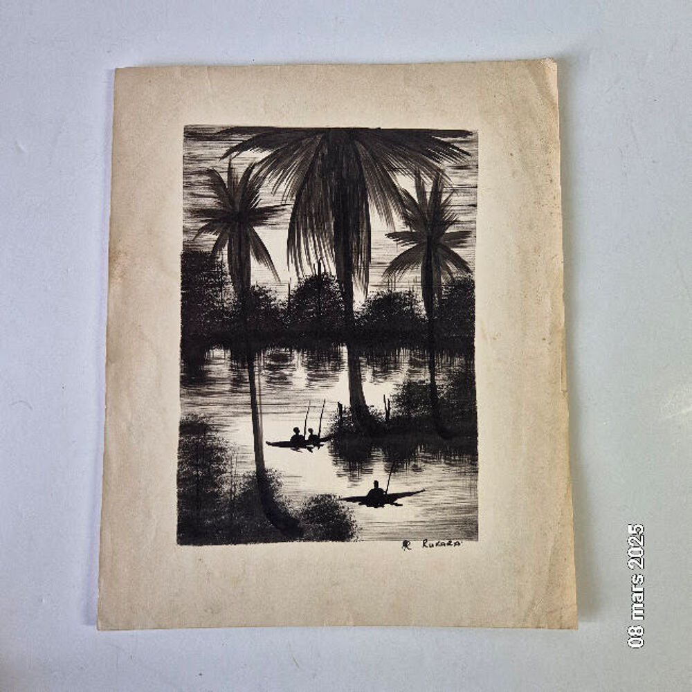 dessins &agrave; l'encre de Chine sur le th&egrave;me de l'Afrique ou de l 