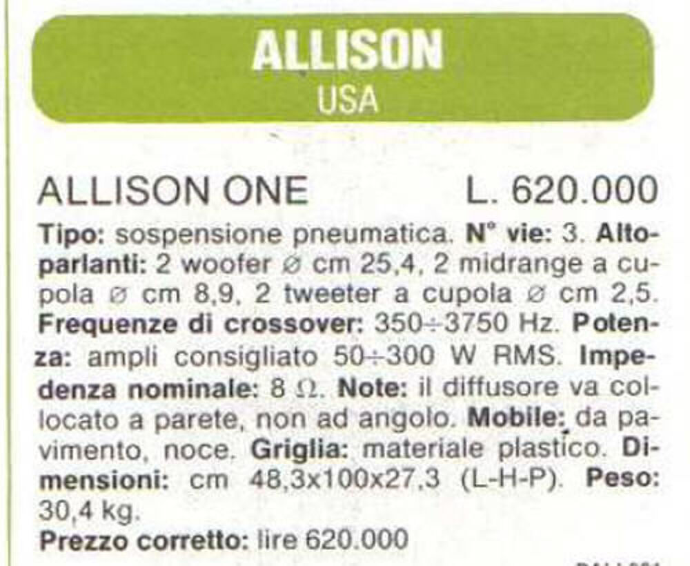 Enceintes haut de gamme Allison one vintage Audio et hifi