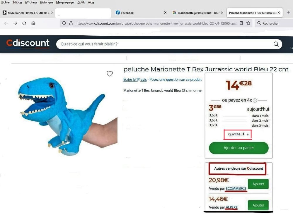 1ou 2 marionnettes " JURASSIC World > Voir Descriptif Jeux / jouets