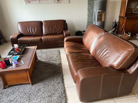 2 canaps cuir vritable 275 Fontaine-la-Guyon (28)