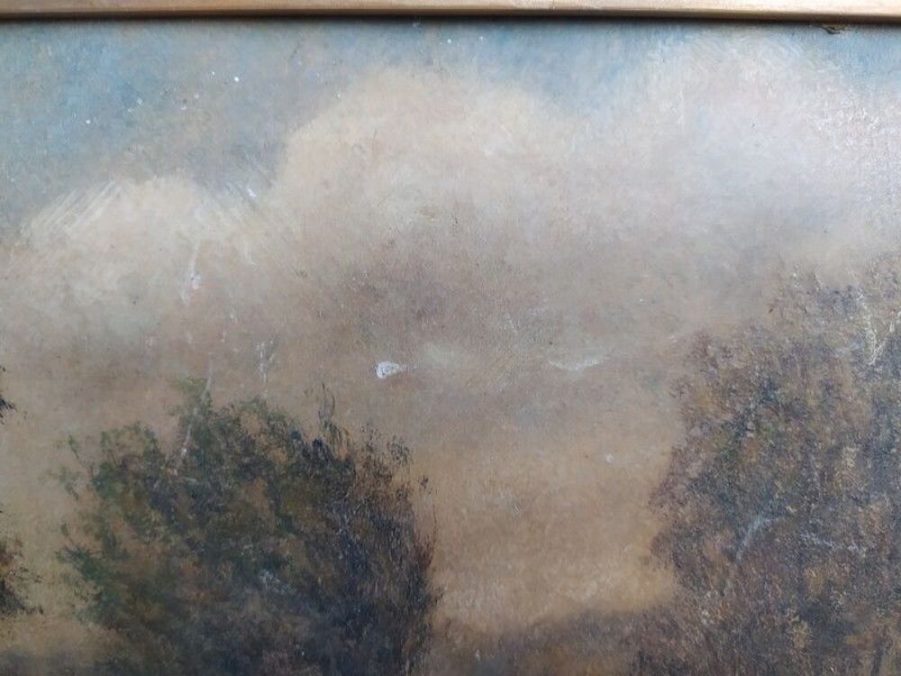 Tableau &Eacute;cole de Barbizon XIX&egrave;me Sc&egrave;ne Champ&ecirc;tre Vaches 