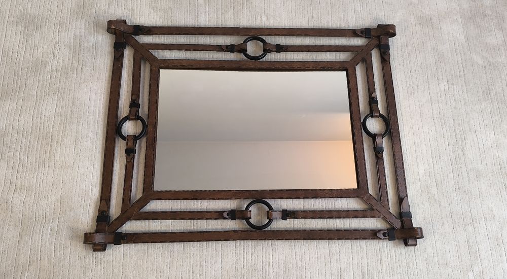 ?? Exceptionnel Miroir Jean-Pierre Ryckaert Fer fa&ccedil;on cuir Décoration