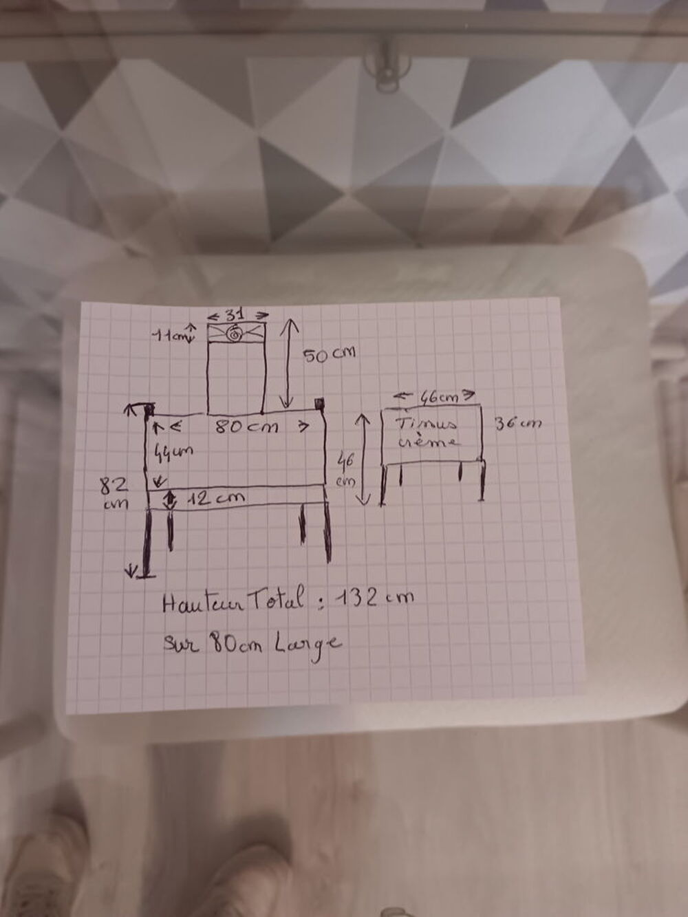 Coiffeuse et son tabouret imitation fer forg&eacute; beige Meubles