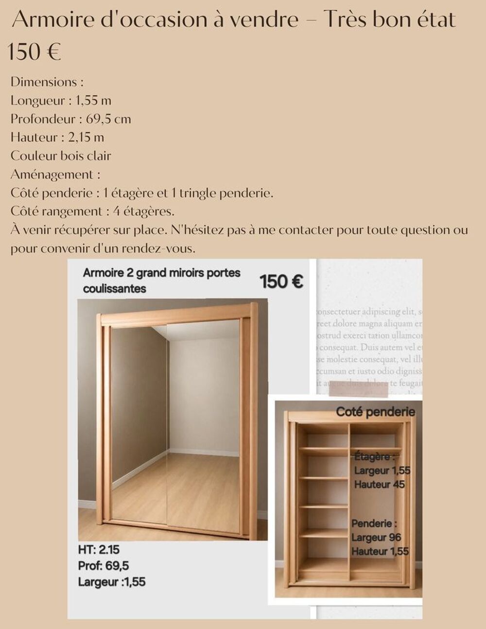 ARMOIRE 2 PORTES COULISSANTES Meubles
