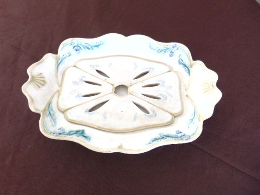  Plat &agrave; asperges ancien ? Fa&iuml;ence &eacute;maill&eacute;e ? Art Nouveau Cuisine