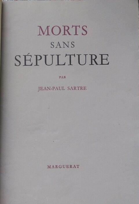 Morts Sans Spulture Jean-Paul Sartre Edit par Marguerat, 1 4 Marseille 9 (13)