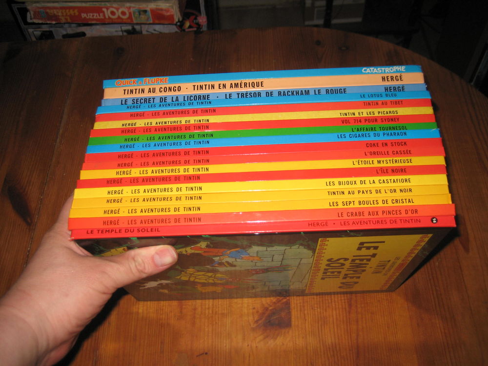 lot bd 20 aventures de TINTIN + quick et flupke cartonn&eacute; HERGE Livres et BD