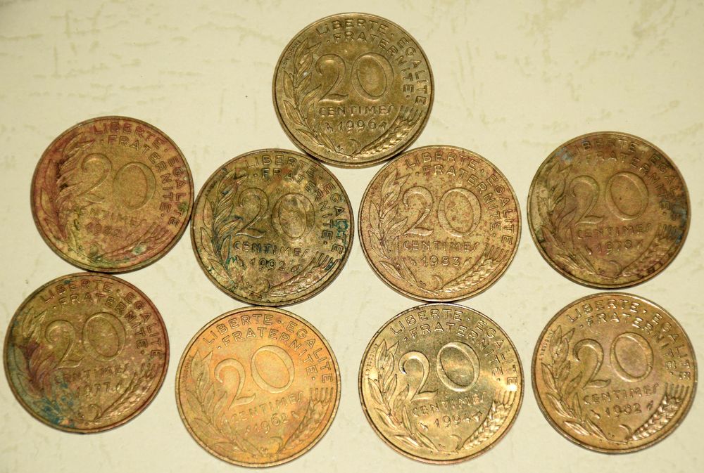 Lot de 9 Pi&egrave;ces 20 centimes Marianne - Lagrifouille... 
