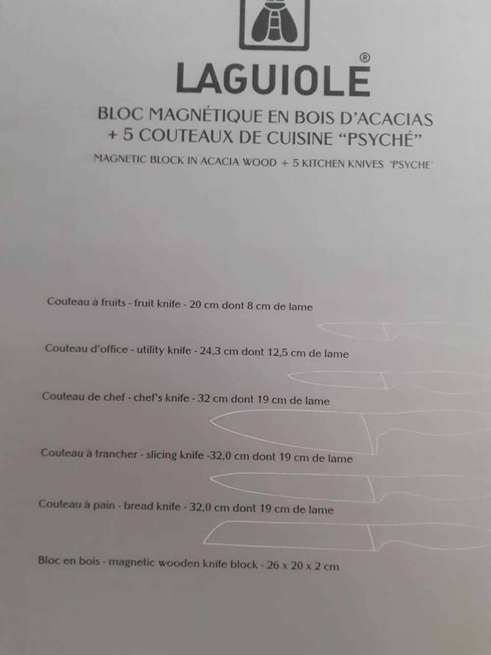 5 couteaux laguiole bloc aimante Cuisine