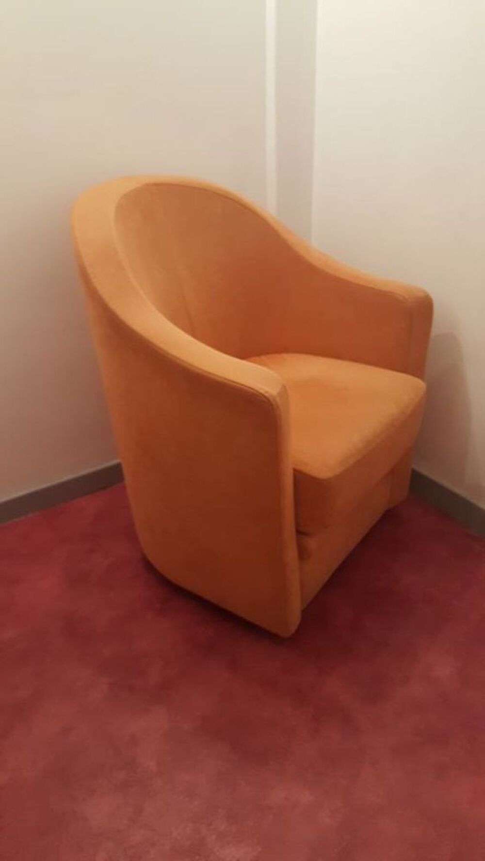 FAUTEUIL CRAPAUD ALCANTARA EXCELLENT ETAT COULEUR CORAIL Meubles
