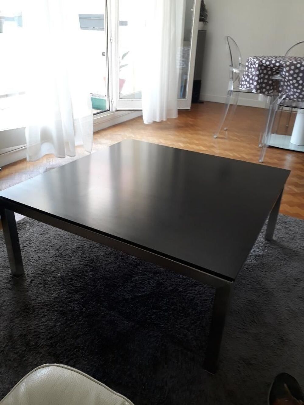 Table basse design contemporain inox verre Meubles