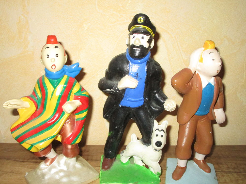 LOT VIEILLES FIGURINE TINTIN -HADDOCK EN PLATRE 
