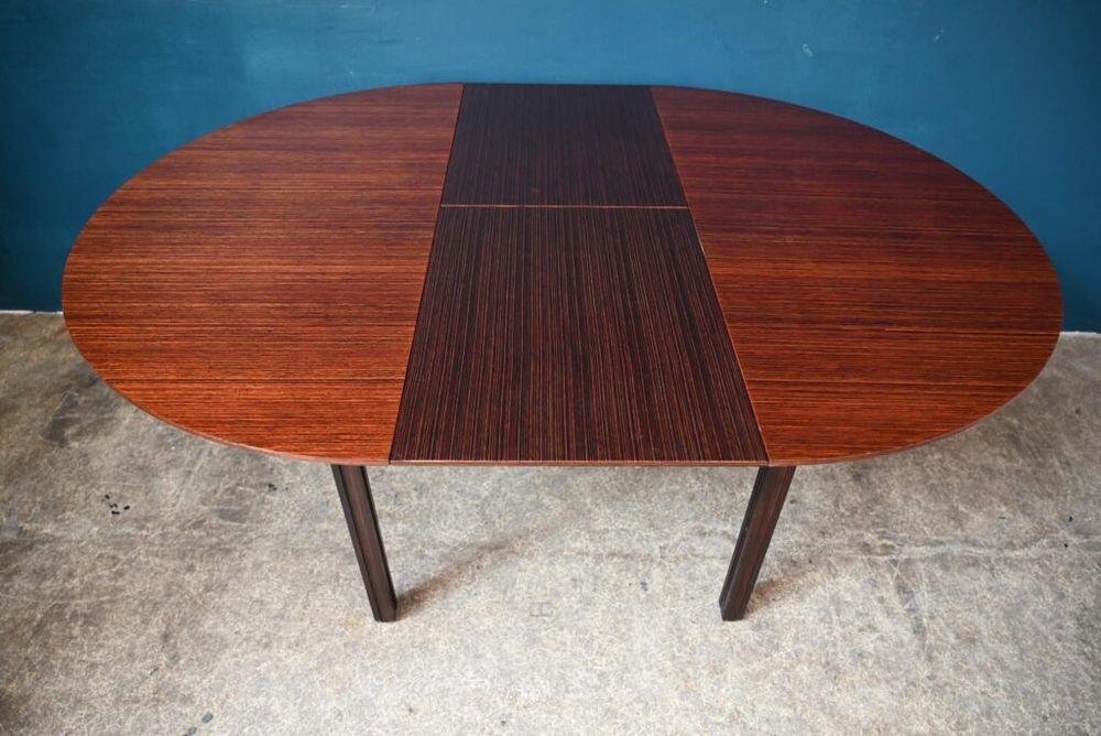 Table &agrave; repas en palissandre italienne ronde &agrave; rallonges Meubles