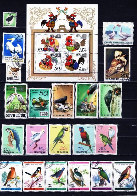 lot de 70 timbres d'ASIE avec des OISEAUX 5 Les �glisottes-et-Chalaures (33)