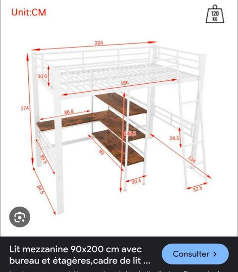 lit mezzanine 1 place 90 Le Plessis-Pâté (91)