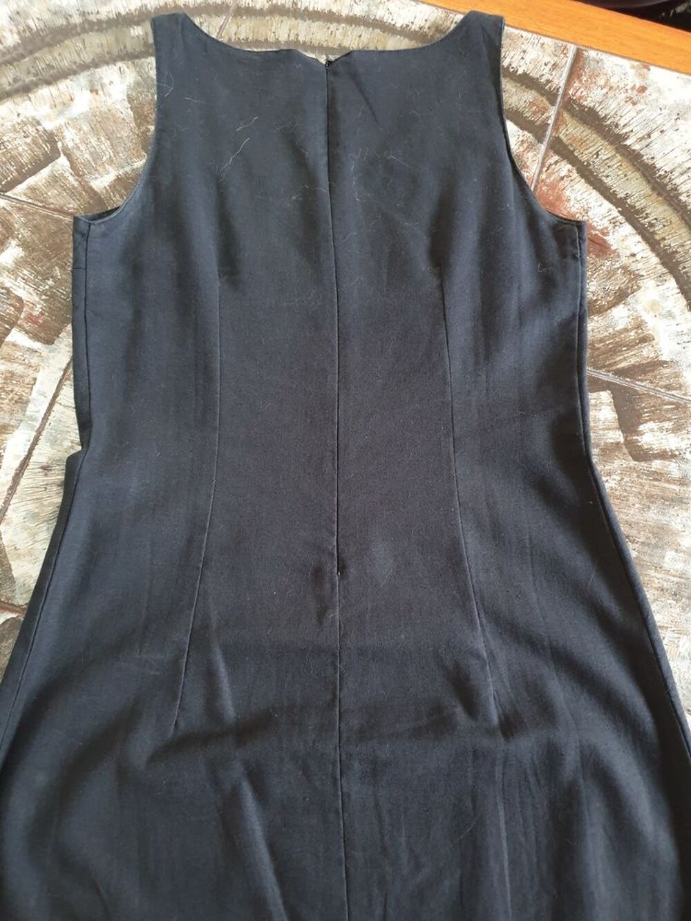 Robe longue noire, sans manche, 45% coton &amp; 55% lin, T 38 Vtements