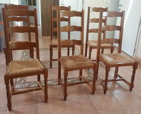 Lot de 6 chaises en bois et paille  � restaurer 0 Aubord (30)