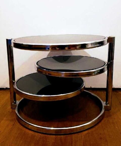 T.B.E _ Table basse 3 plateaux pivotant en verre tremp�. 125 Marcq-en-Bar�ul (59)
