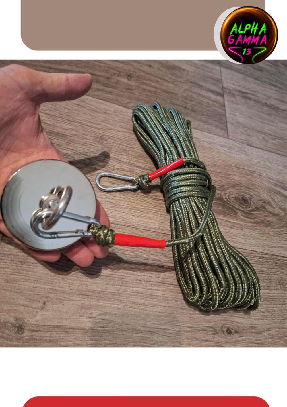 P&ecirc;che &agrave; l'aimant 300Kg ultra-puissant &Oslash;80 + corde et 2 mousq Bricolage