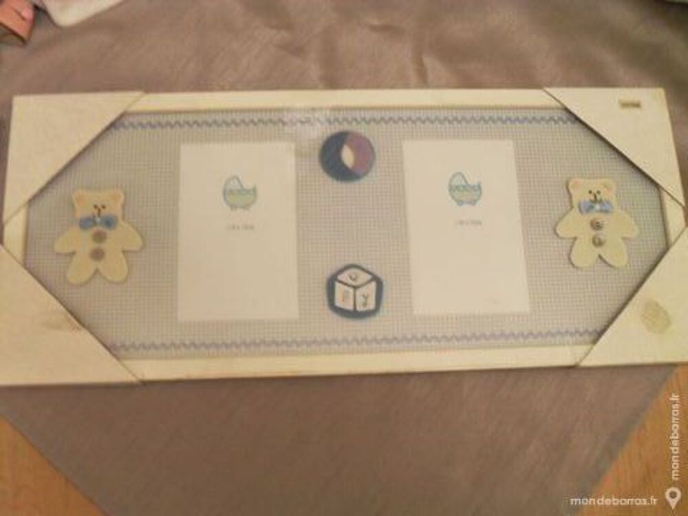 Cadre photo enfant bleu et blanc 52cm Neuf/emball&eacute; Décoration