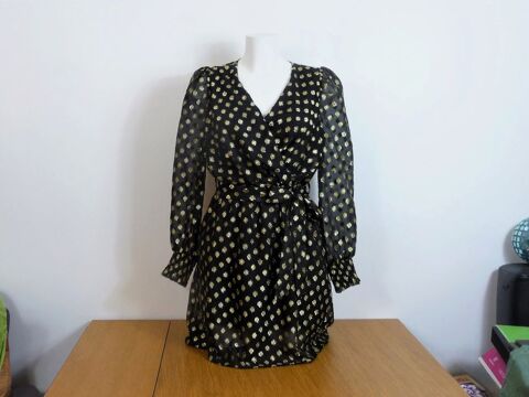 Robe Noir à Motif Doré à Manches Longues- Taille 36- Naf Naf 60 Paris 15 (75)