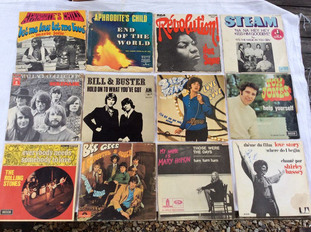 Vinyles 45 T Vari&eacute;t&eacute; Anglaises ann&eacute;es 70 12 disques CD et vinyles