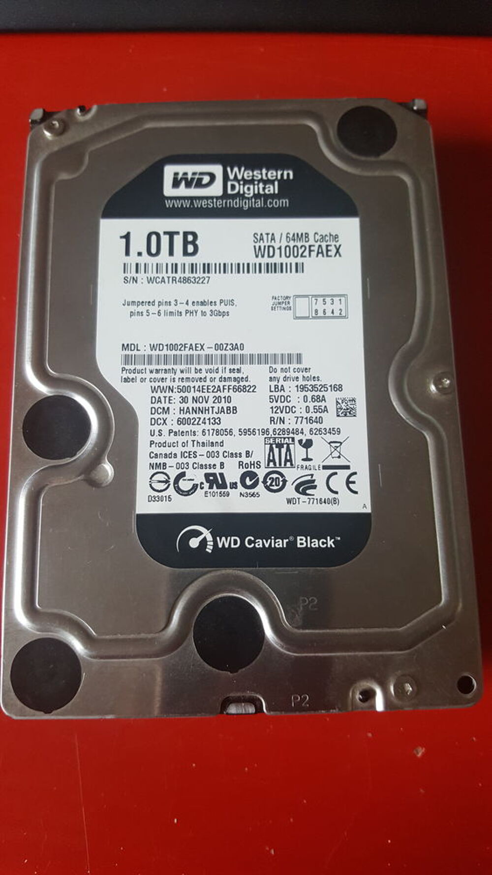 PCB DisqueDur WD Western Digital Black 1TO WD1002FAEX-00Z3A0 Matériel informatique