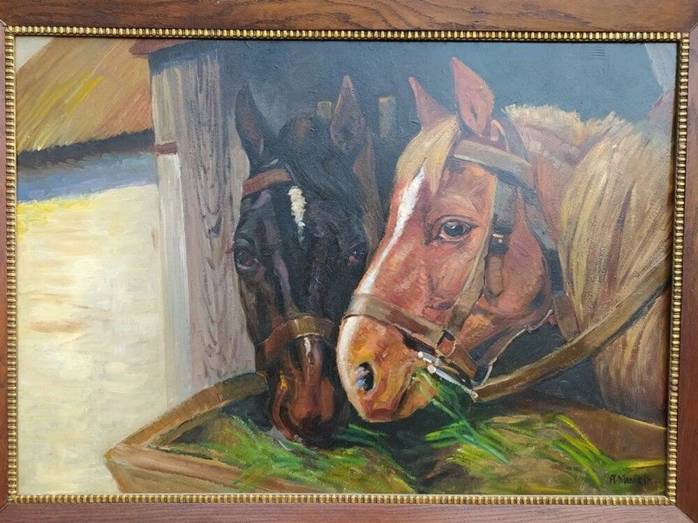 Tableau Chevaux en Stalle Cheval Haras 