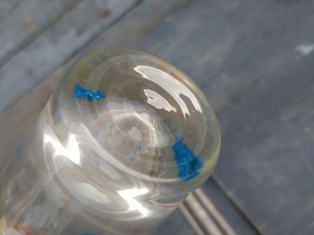 Vase en Verre &agrave; Pastilles Bleues Design Vintage Murano Décoration