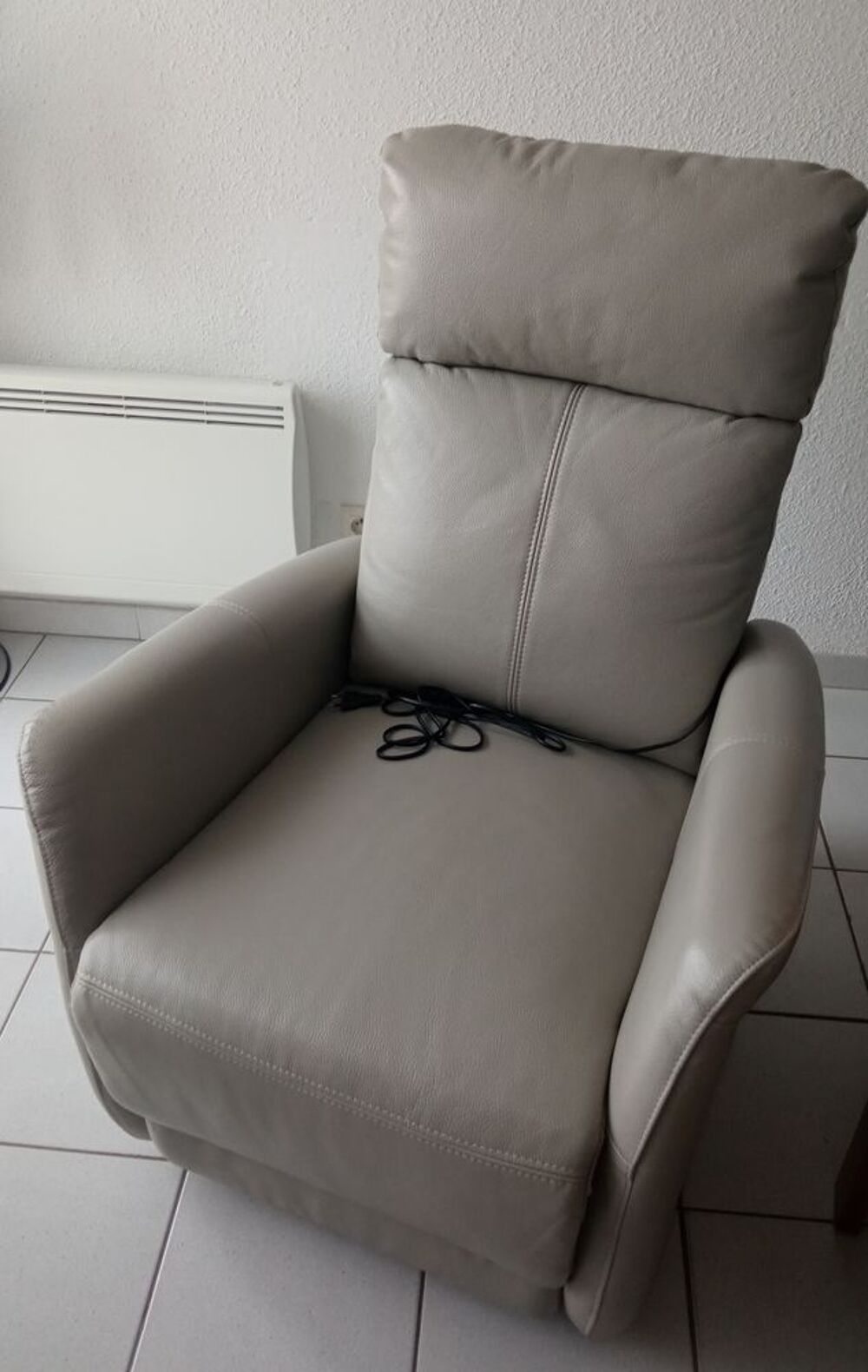 FAUTEUIL HAMILTON CUIR GRIS Meubles