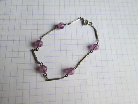 Bracelet fin m�tal argent� et perles violettes 5 Herblay (95)