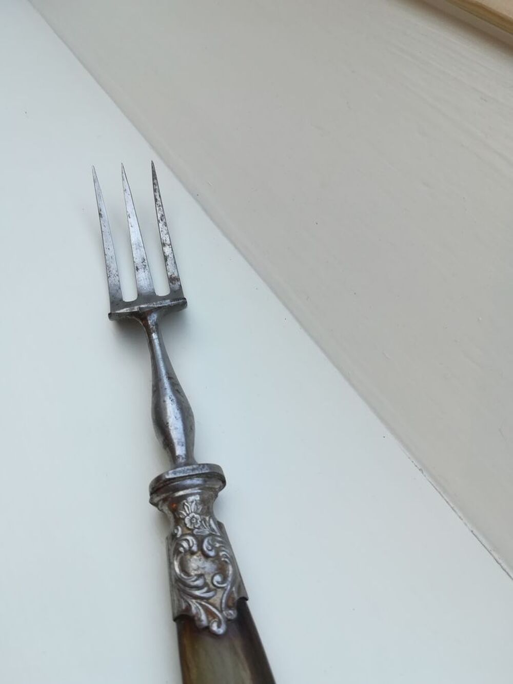 Vintage French Couteau Et Fourchette à Viande – Acier Inoxydable Années 1950