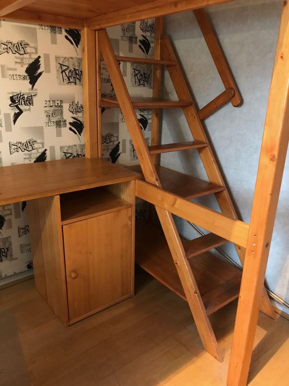 lit mezzanine avec bureau en pin massif Meubles
