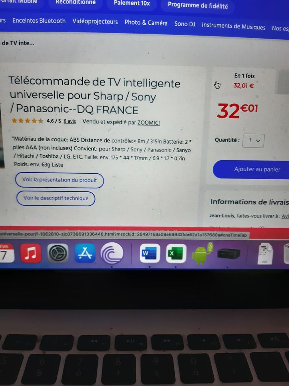 T&eacute;l&eacute;commande de TV intelligente universelle pour Sharp, etc Photos/Video/TV