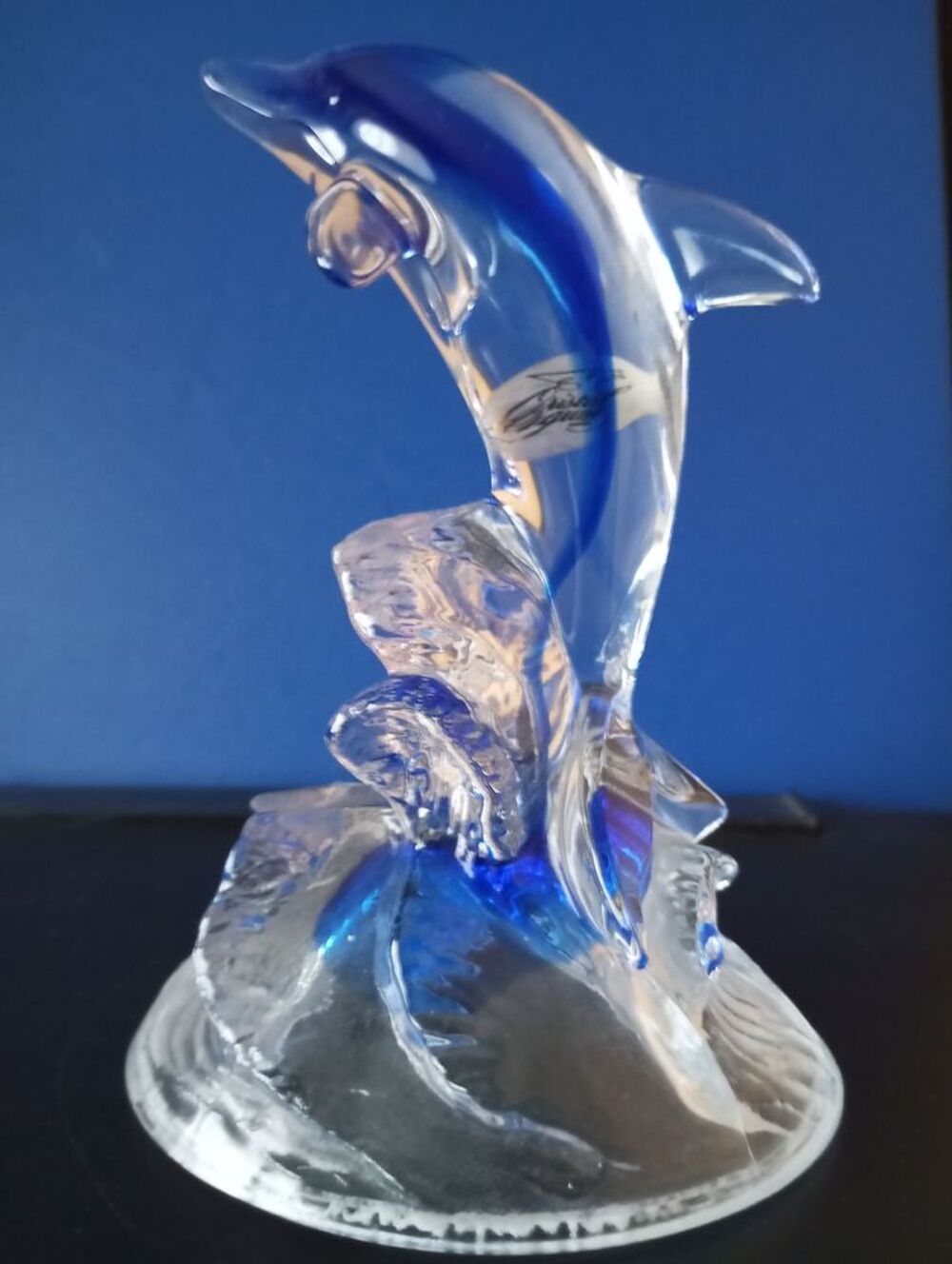  statue figurine dauphin en cristal d'arques Décoration