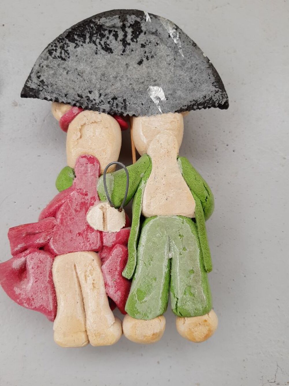 Couple Souris Multicolore en P&acirc;te &agrave; Sel. Décoration