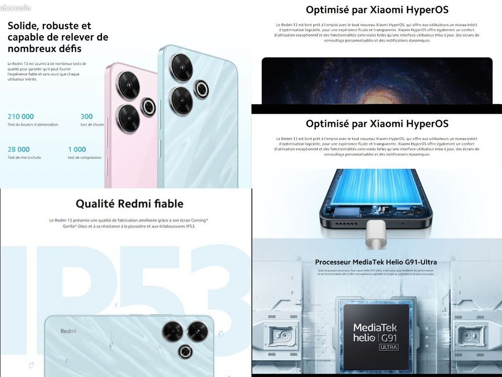 Xiaomi Redmi 13 Midnight Black 8GB RAM 256GB ROM Complet: Ch T�l�phones et tablettes