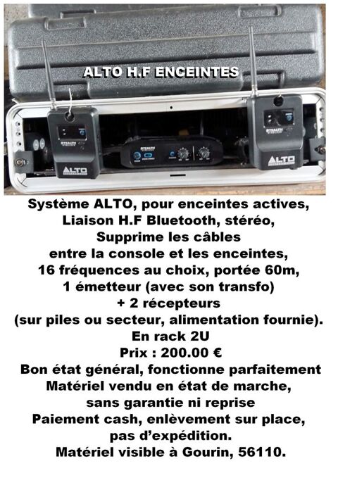 Système H.F Bluetooth ALTO pour enceintes actives 200 Gourin (56)