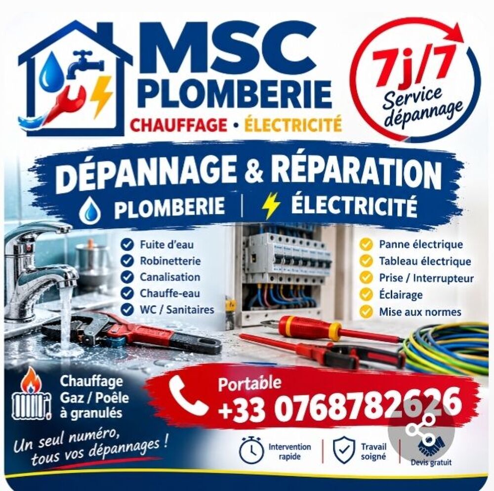   service plomberie électricité 7j/7j y compris les weekends p 