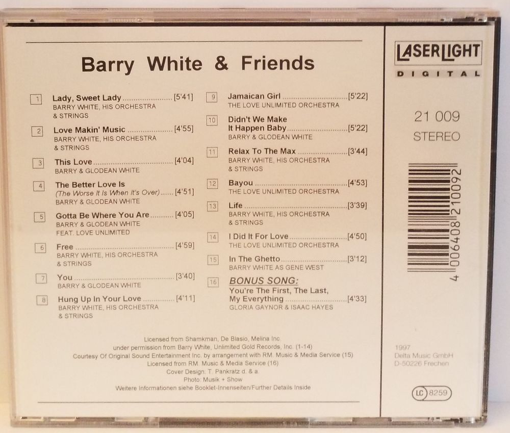 Barry White In The Ghetto CD et vinyles