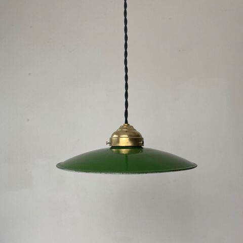 ANCIENNE SUSPENSION EMAILLEE VERT VINTAGE INDUSTRIEL
60 Lille (59)