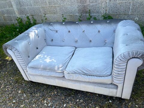 Canap velours gris 250 Beauvais (60)