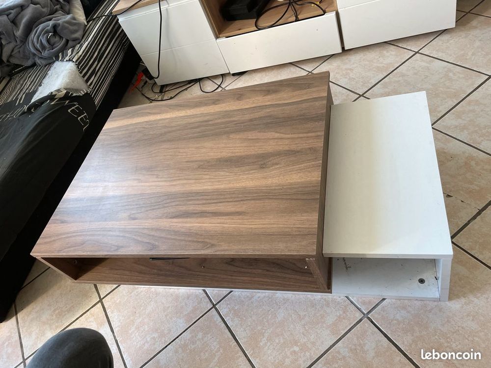 Table basse blanc et bois Meubles