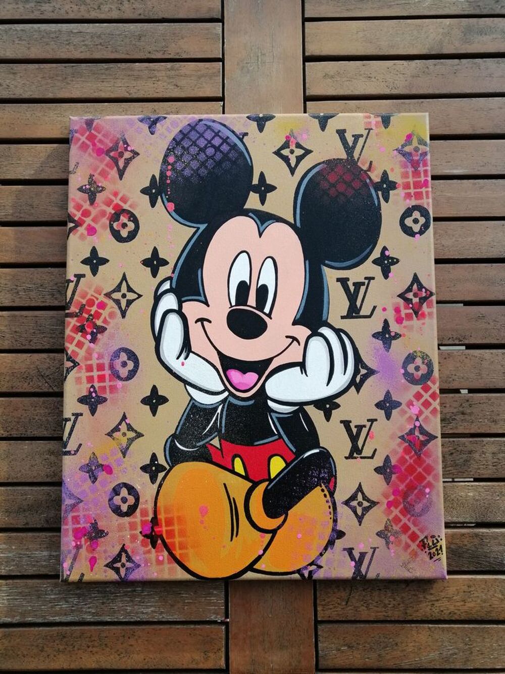 Toile POP'ART custom Disney Mickey Louis Vuitton Décoration