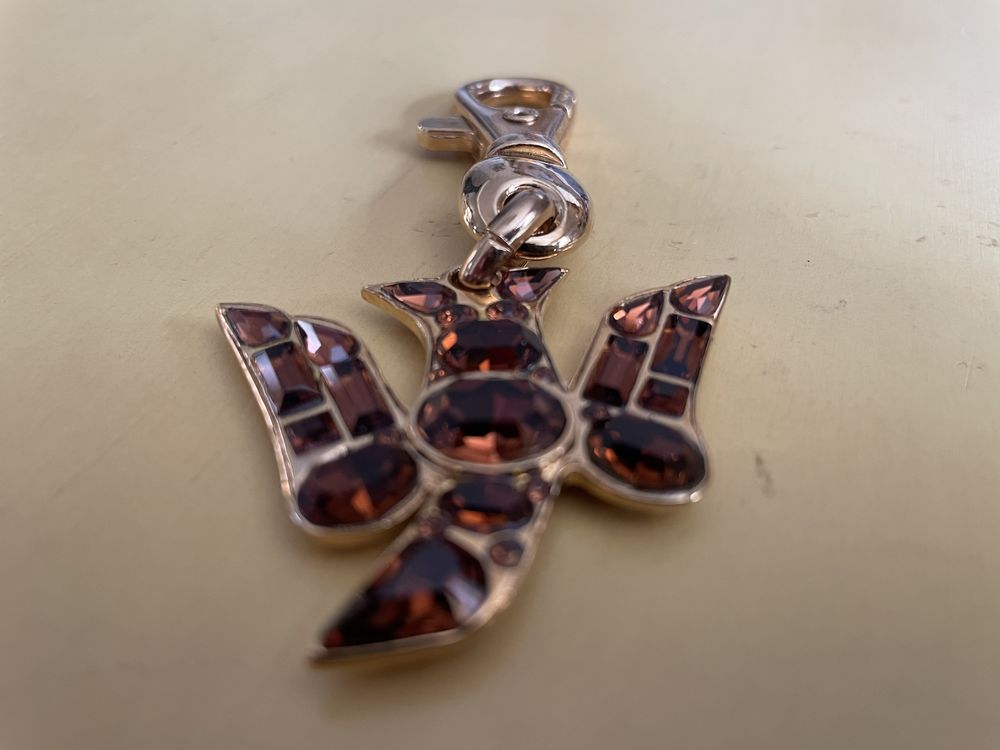 Motif Oiseau SR dor&eacute; Strass ambr&eacute; mousqueton Sonia RYKIEL Bijoux et montres