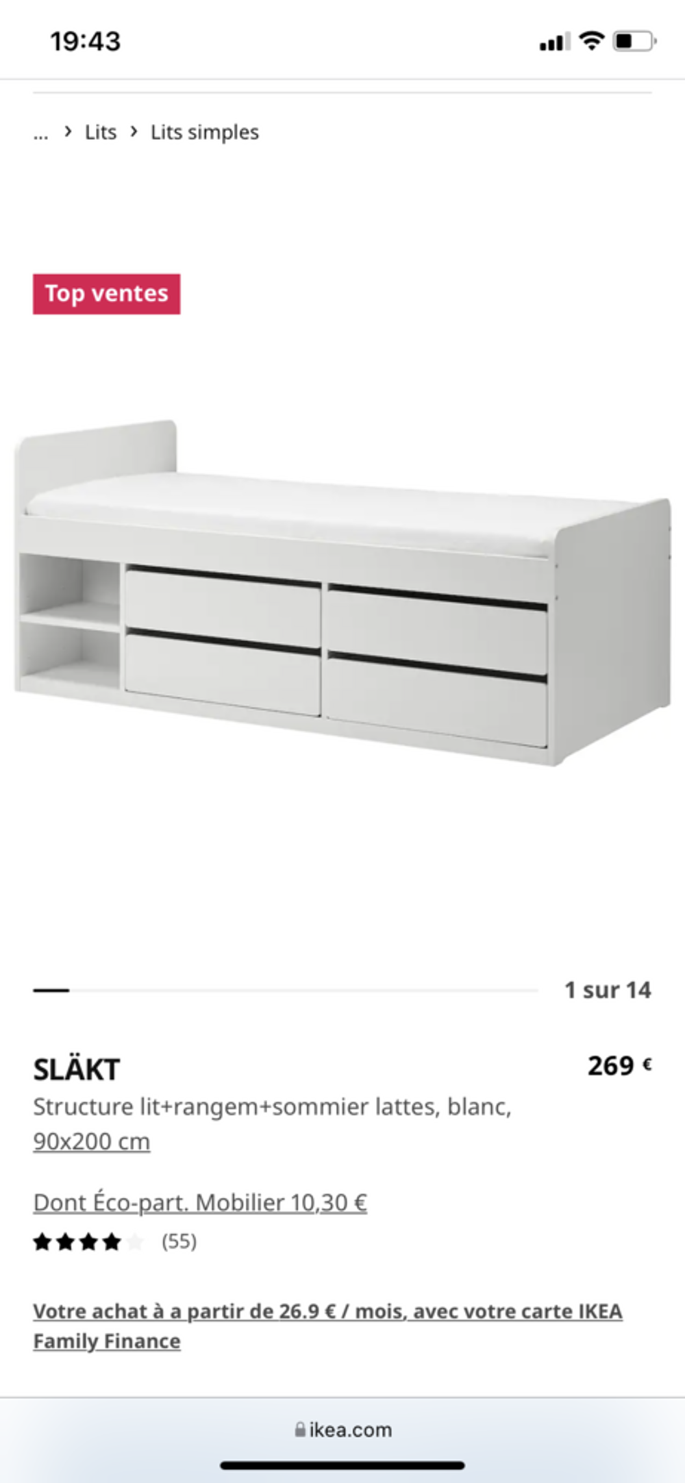 Lit 90x200 Meubles
