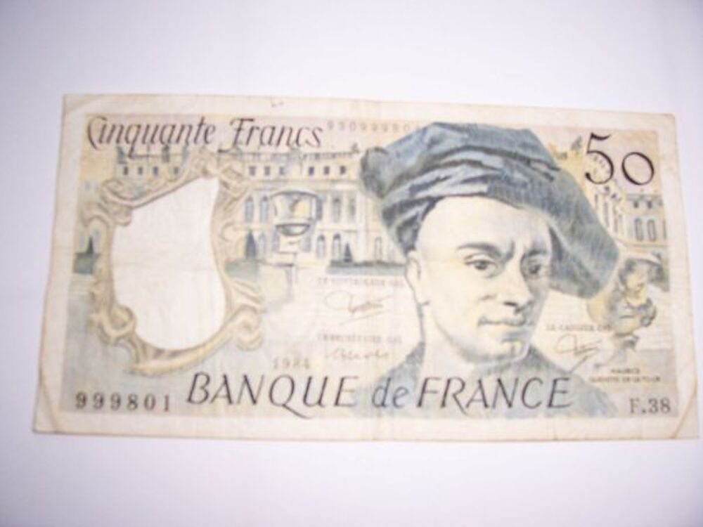 2 billets de 50 frs Quantin de la Tour de 1986 &amp; 1984 1 neuf 