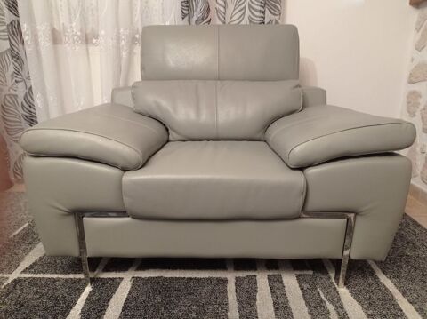 Fauteuil neuf cuir gris Design KARE 499 Pont-de-Veyle (01)